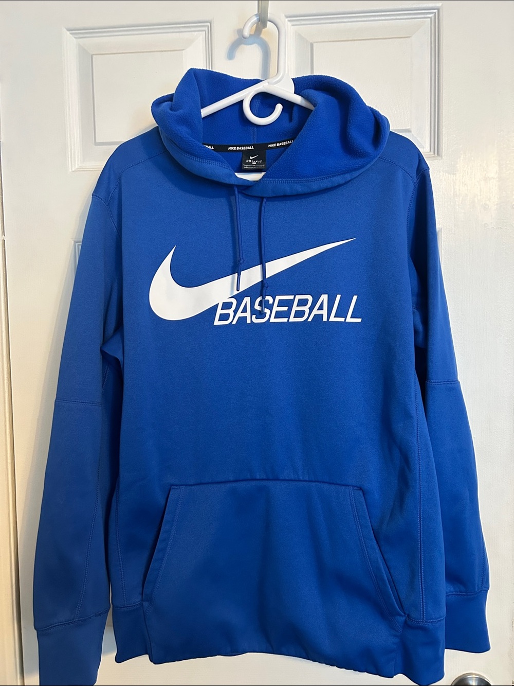 Nike Baseball Men's Royal Blue Crewneck Hoodie with White Swoosh